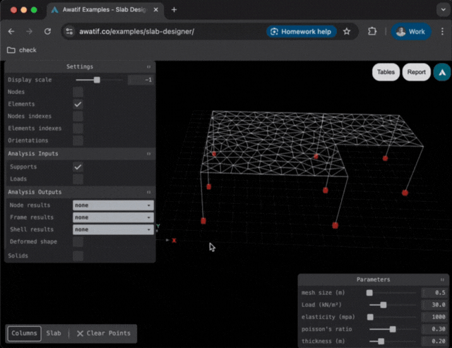 Awatif columns designer wireframe mesh view