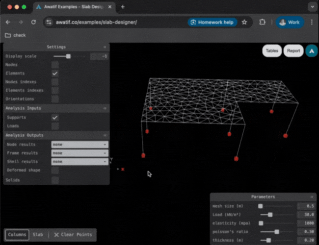 Awatif columns designer wireframe mesh view