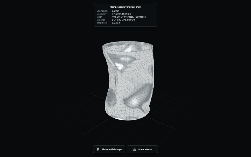 A thin cylinder crushed into buckled folds